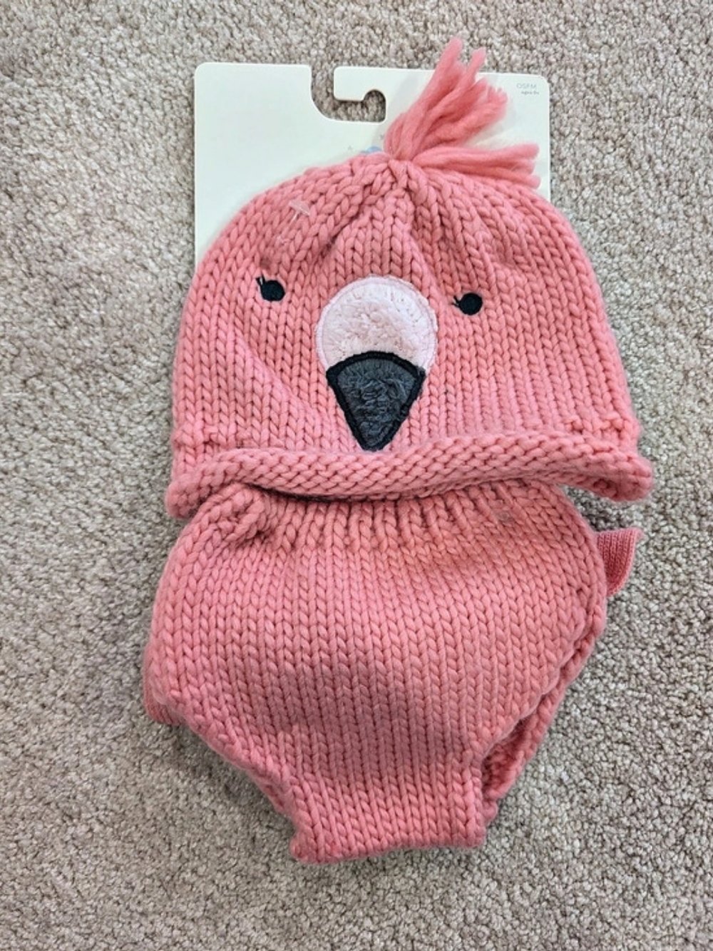 Pink Flamingo Baby Hat & Diaper Cover